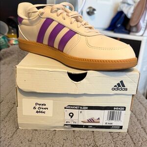 Adidas Men's Cream and Purple Sneakers